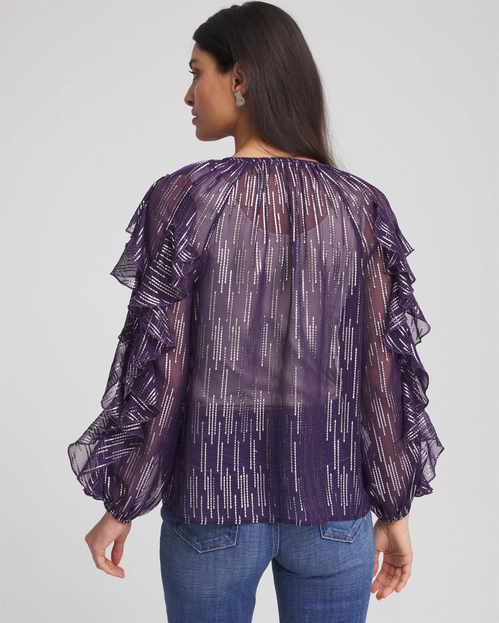 Chico's Clothing Georgette Ruffle Sleeve Blouse