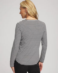 Chico's Clothing Striped V-Neck Layering Tee