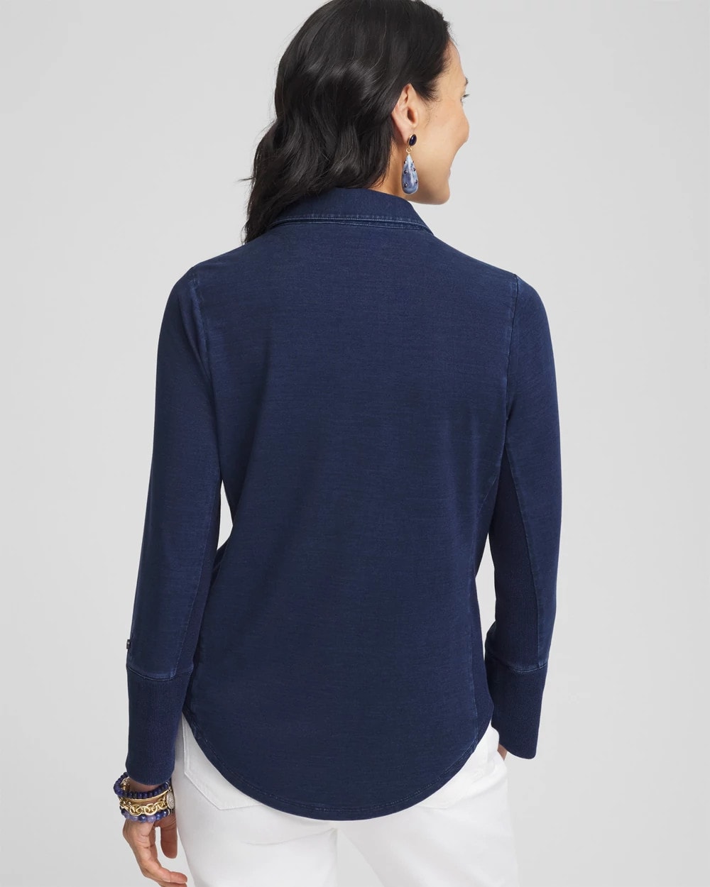 Chico's Clothing Collared Henley Denim Top