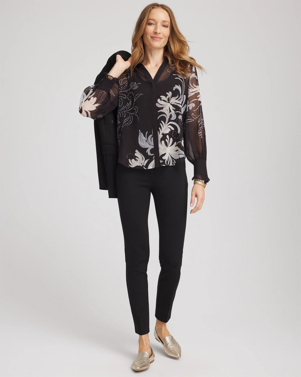 Chico's Clothing Georgette Flow Print Blouse