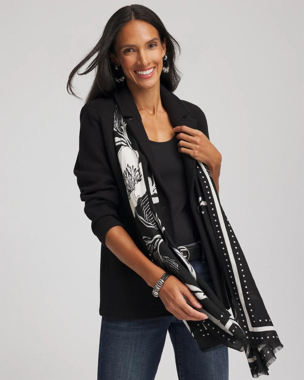Chico's Accessories Floral Woven Oblong Scarf