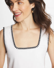 Chico's Clothing Pima Blanket Stitch Square Neck Tank