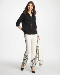 Chico's Clothing Collared Rib Mix Henley