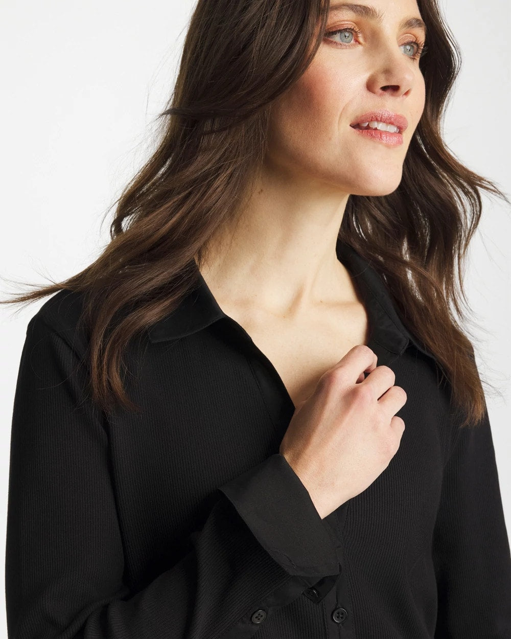 Chico's Clothing Collared Rib Mix Henley