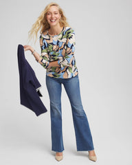 Chico's Clothing Mod Blooms Pima Button Tee