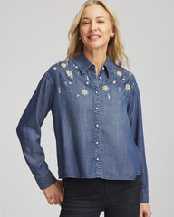 Chico's Clothing Embellished Tencel Collar Shirt