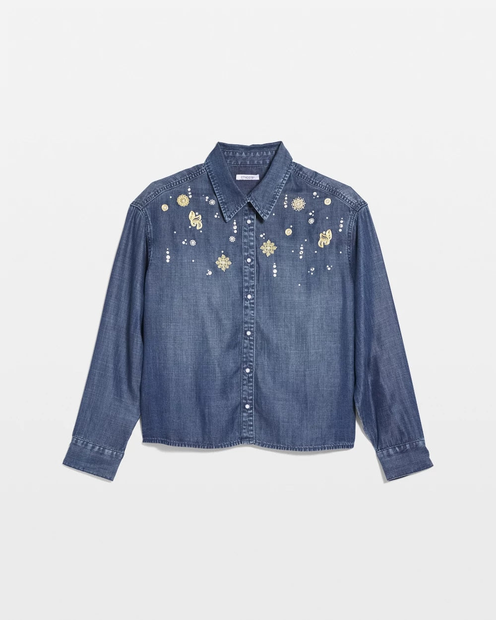 Chico's Clothing Embellished Tencel Collar Shirt