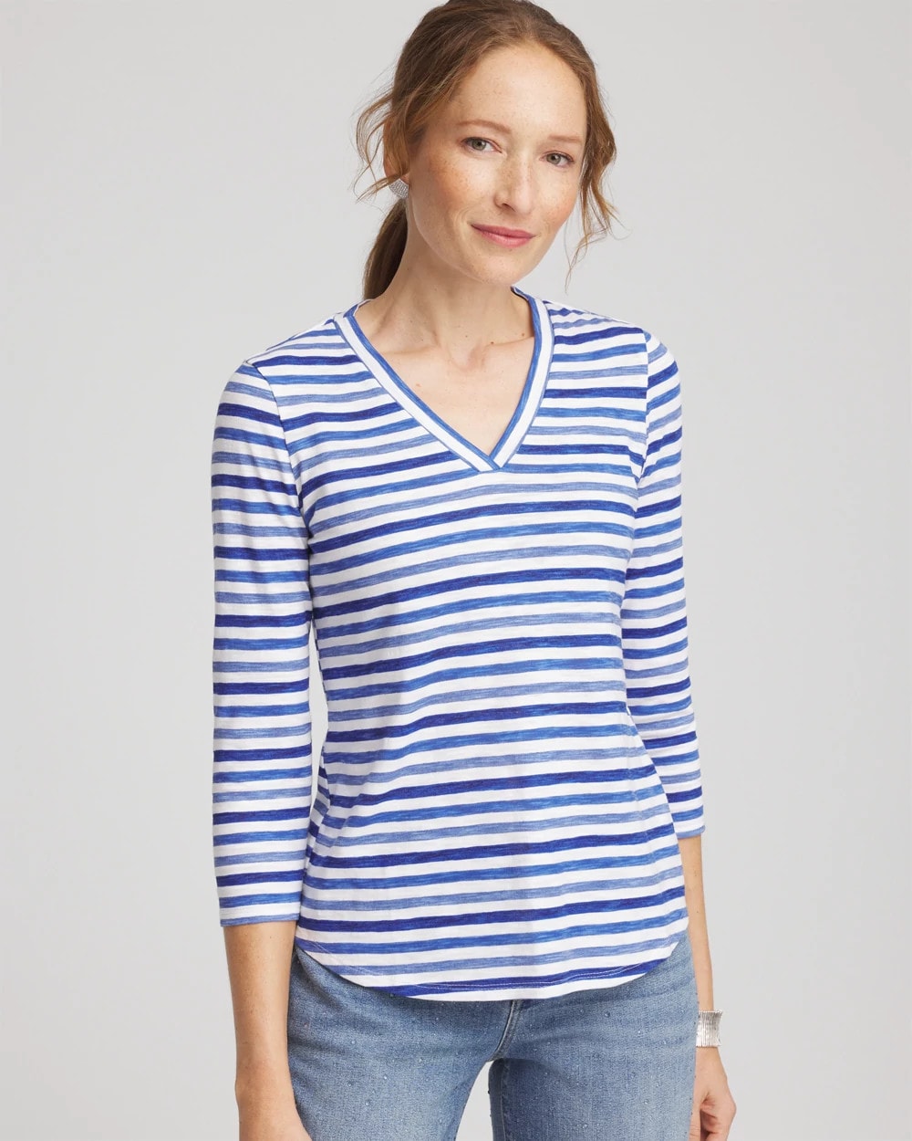 Chico's Clothing Slub 3/4 Sleeve Tee