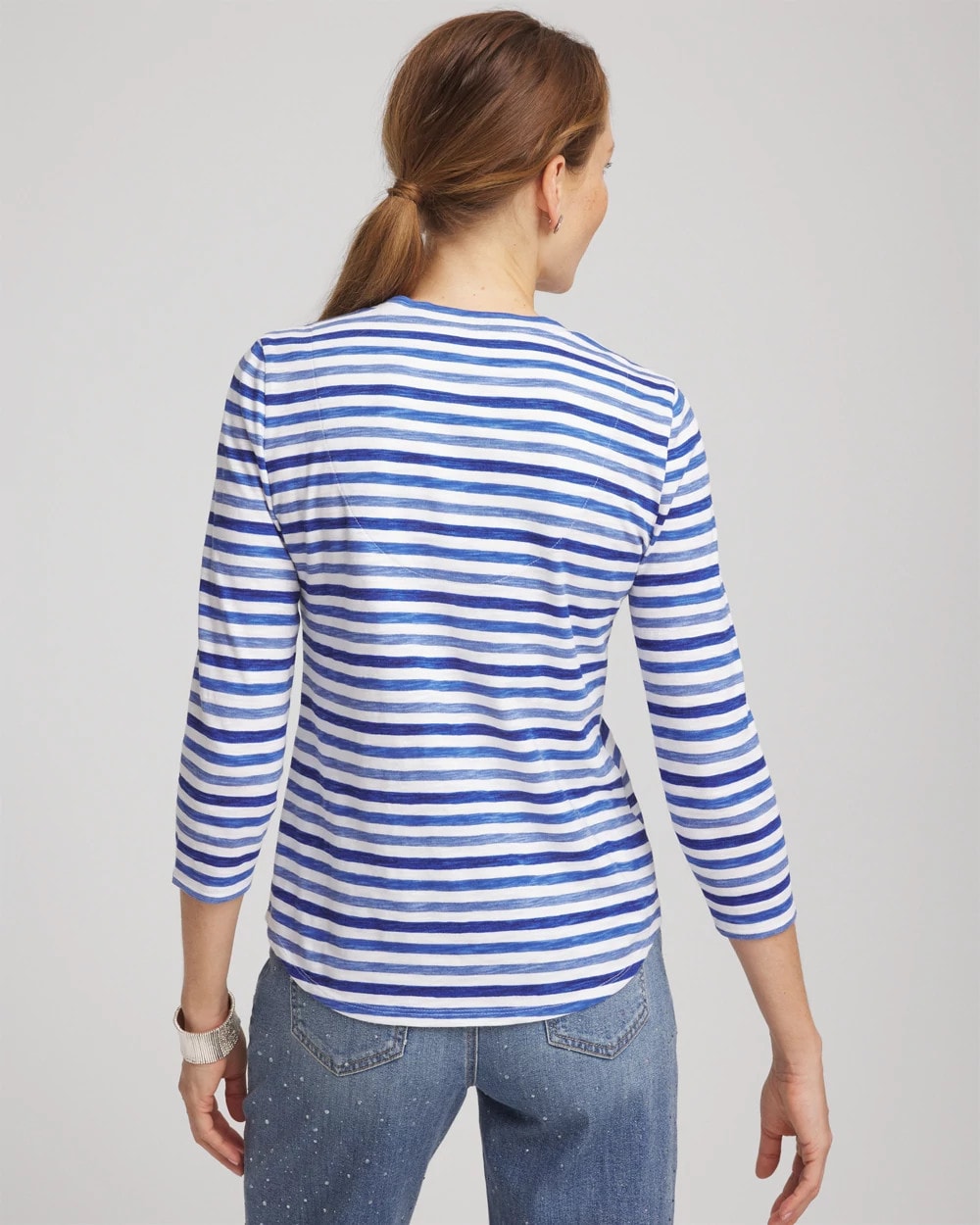Chico's Clothing Slub 3/4 Sleeve Tee