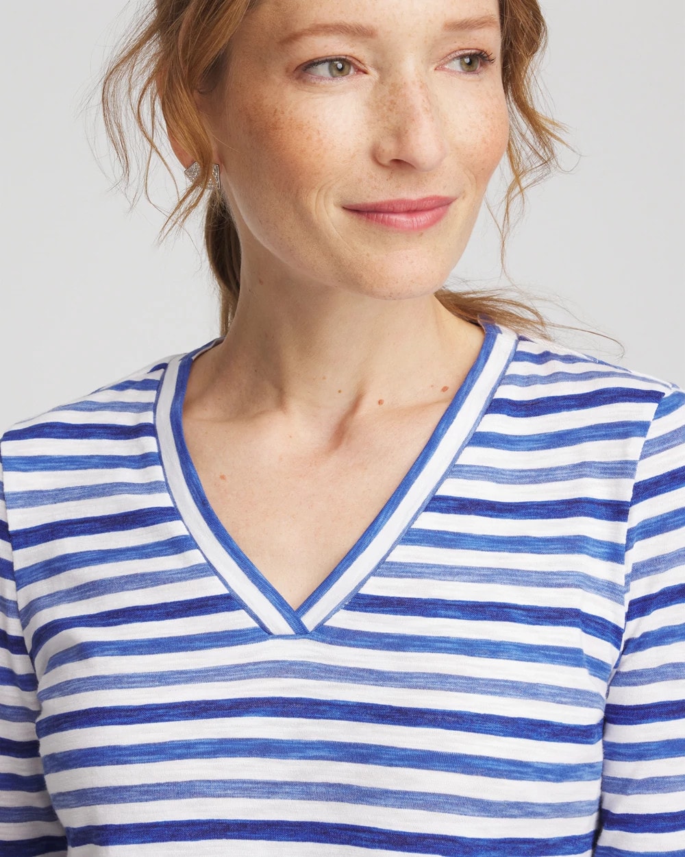 Chico's Clothing Slub 3/4 Sleeve Tee