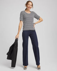 Chico's Clothing Printed Pima Elbow Sleeve Tee