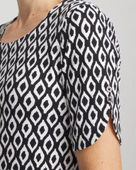Chico's Clothing Printed Pima Elbow Sleeve Tee
