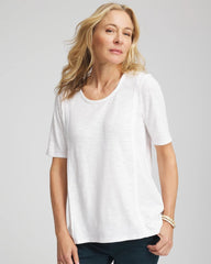 Chico's Clothing Slub Paneled Elbow Tee