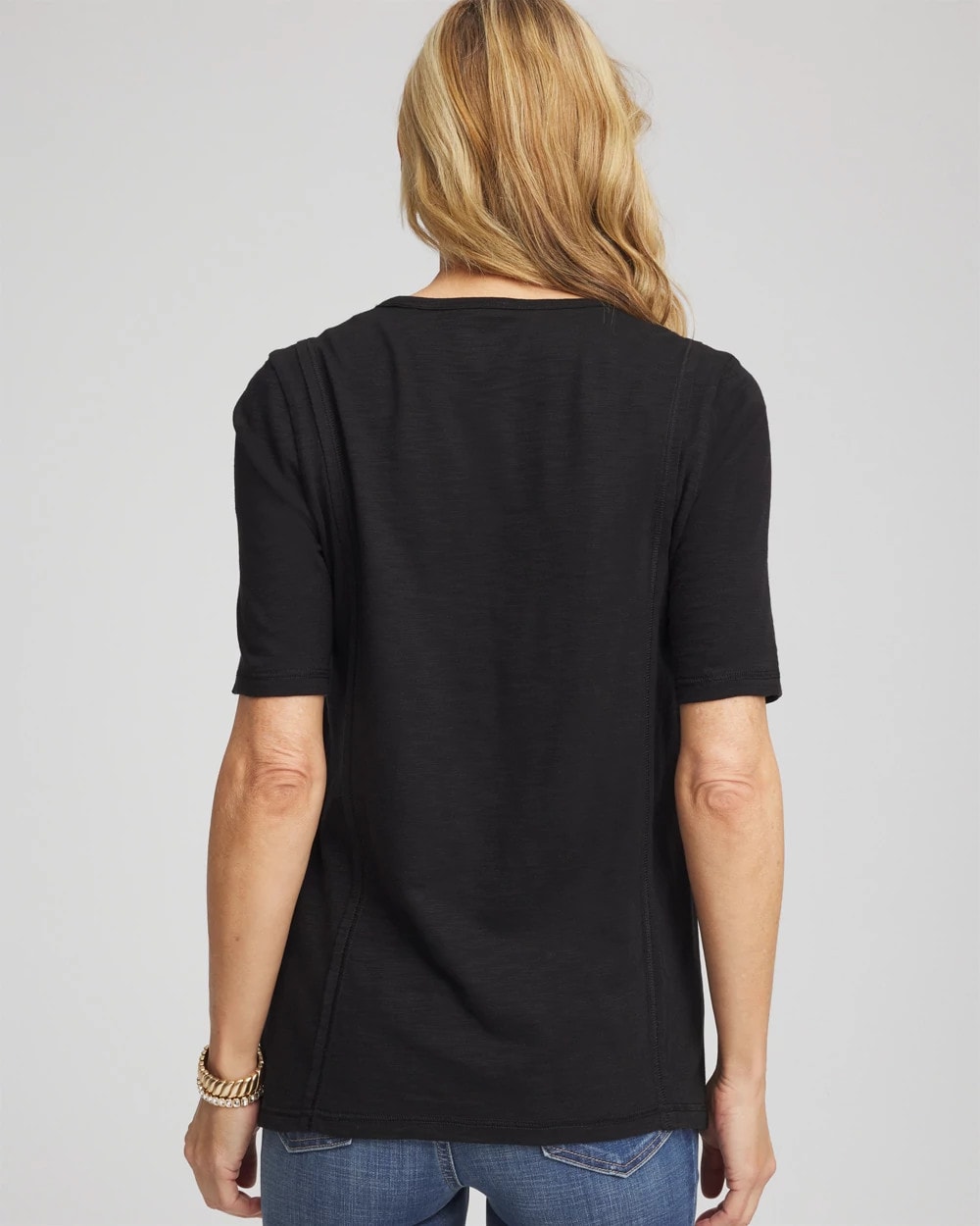 Chico's Clothing Slub Paneled Elbow Tee