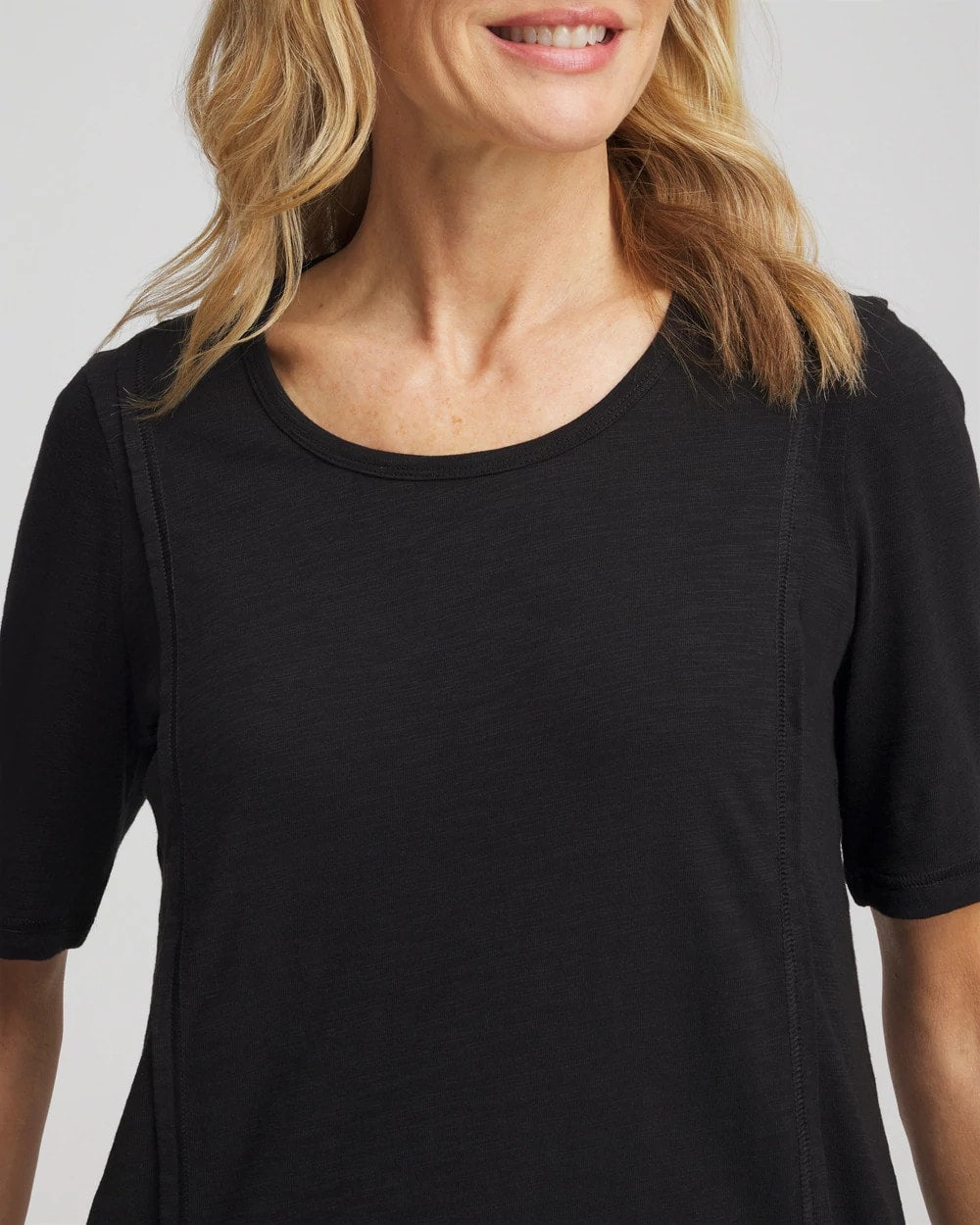 Chico's Clothing Slub Paneled Elbow Tee