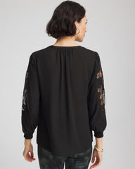 Chico's Clothing Crepe Banded Collar Blouse