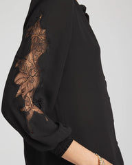 Chico's Clothing Crepe Banded Collar Blouse