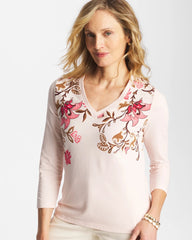 Chico's Clothing Stretch-Cotton 3/4 Sleeve Perfect Tee