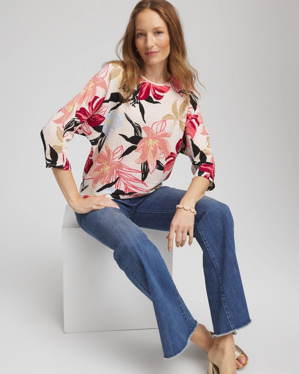 Chico's Clothing Textured Tapered Dolman Top