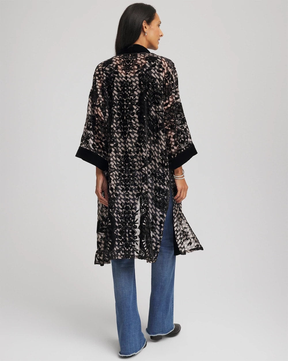 Chico's Clothing Art Deco Burnout Kimono