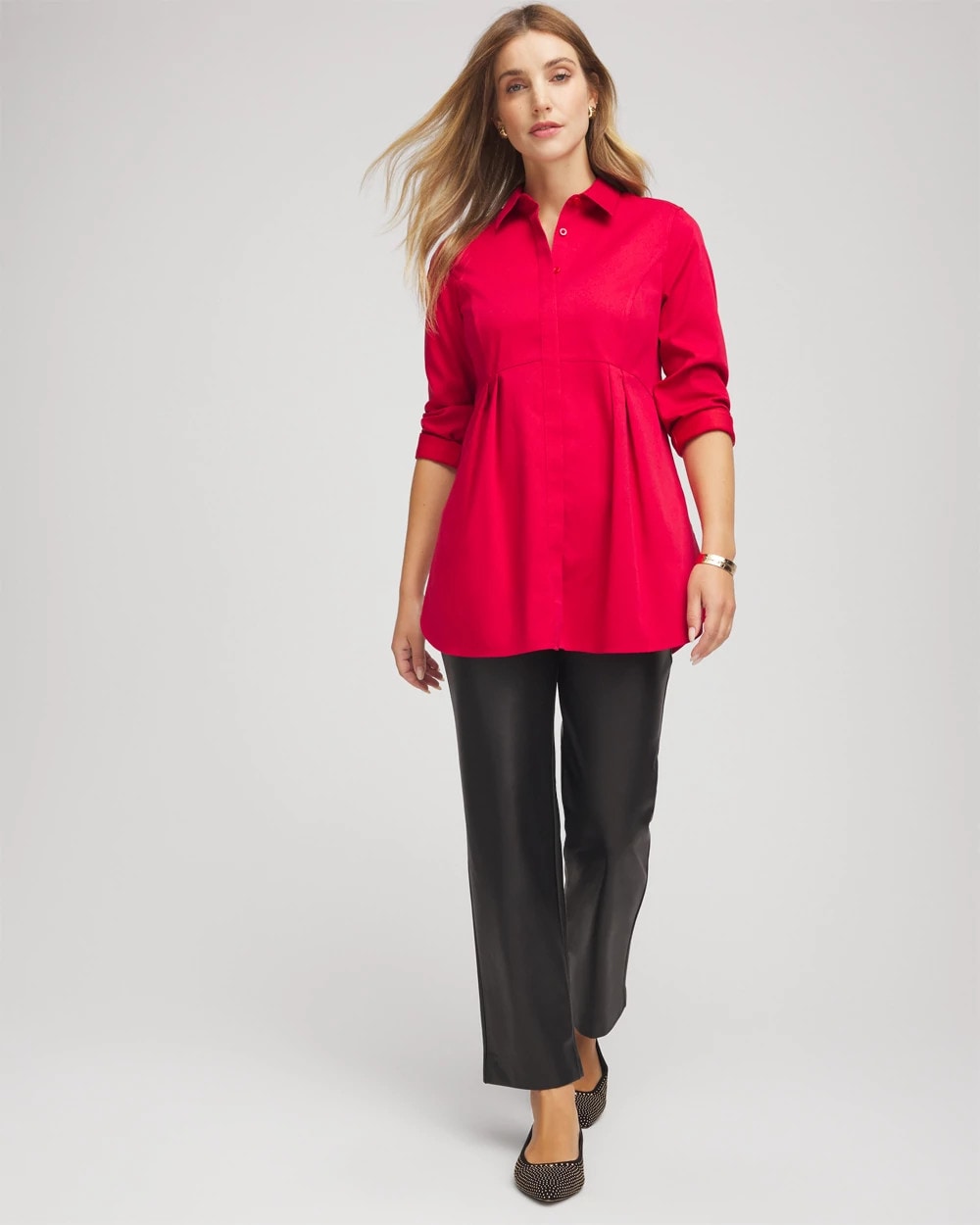 Chico's Clothing No Iron™ Peplum Pleated Shirt