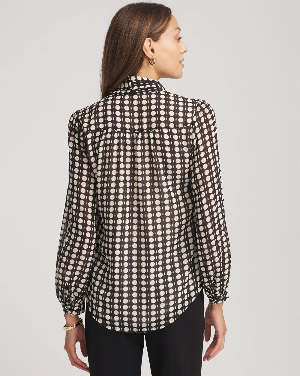 Chico's Clothing Clip-Dot Tie-Front Blouse