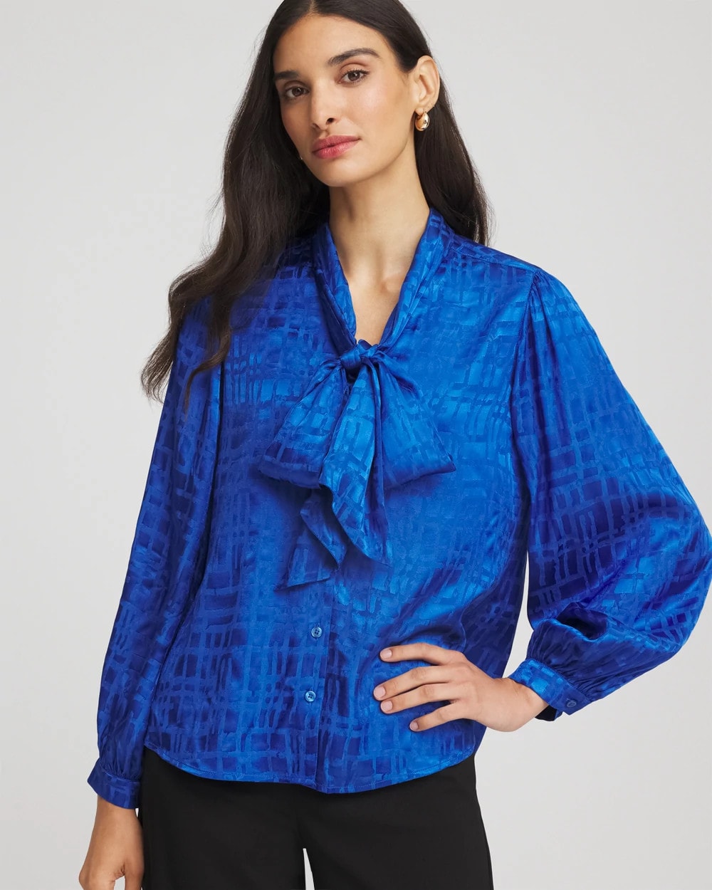 Chico's Clothing Jacquard Tie-Front Blouse