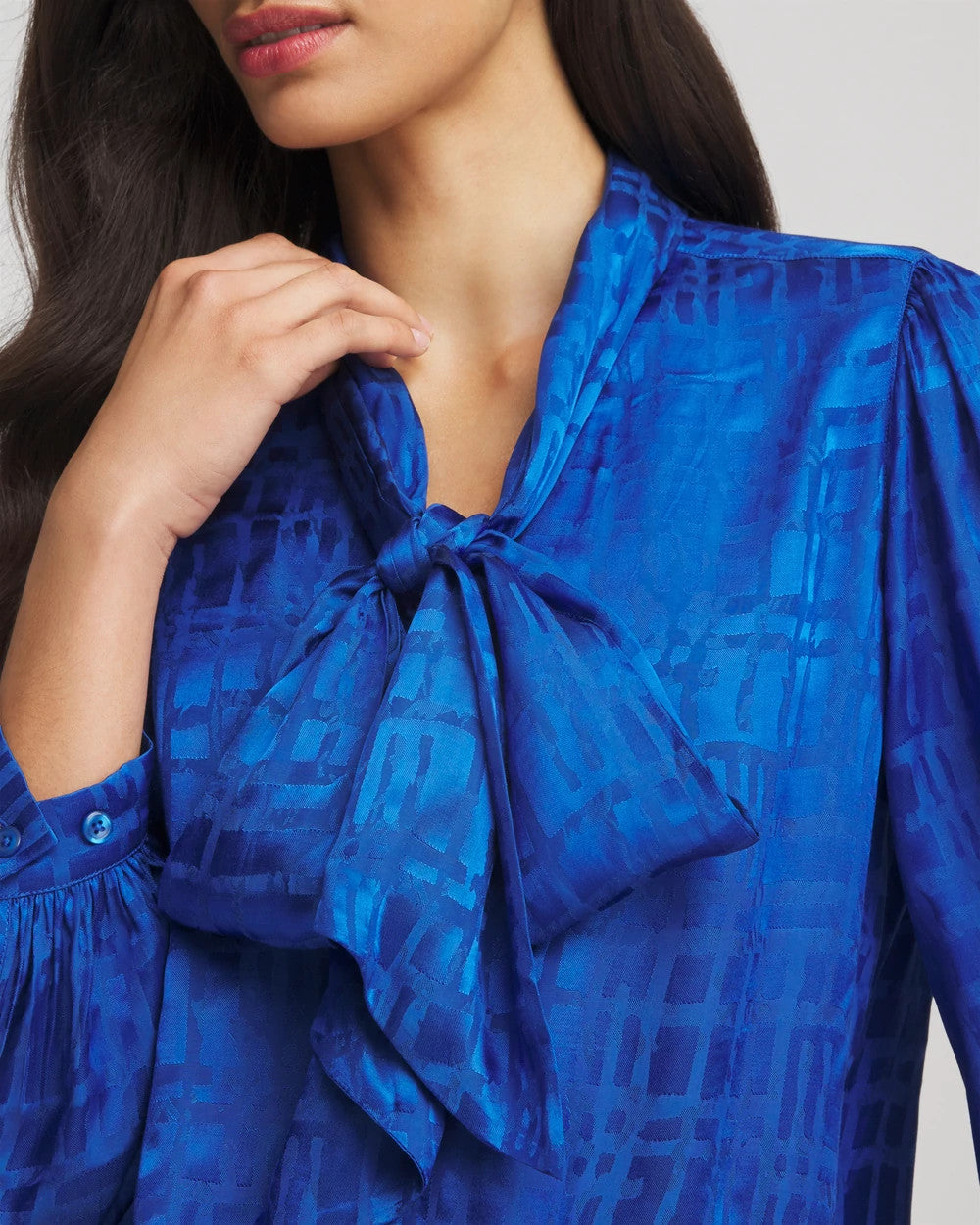 Chico's Clothing Jacquard Tie-Front Blouse