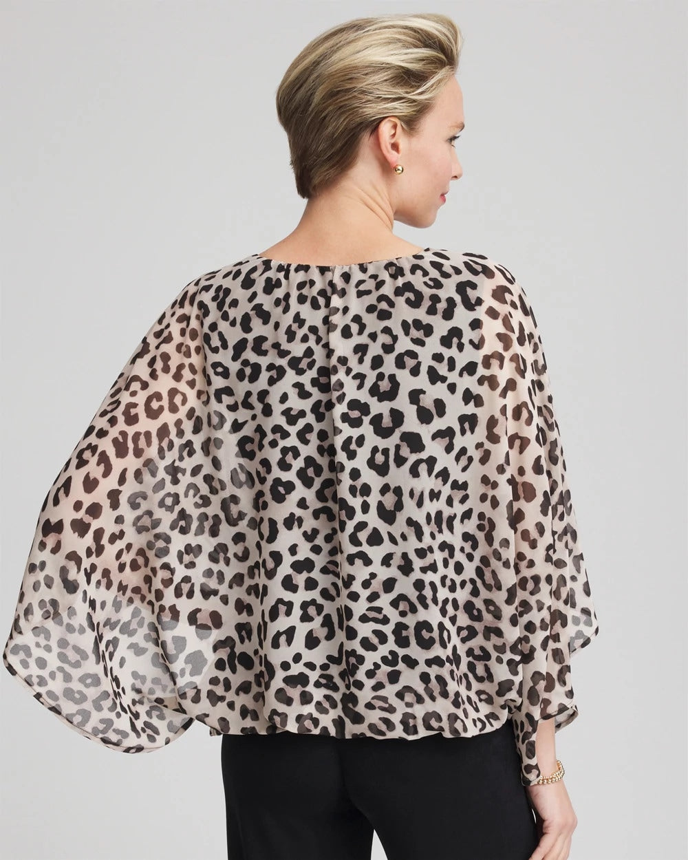 Chico's Clothing Travelers™ Animal-Print Bubble-Hem Chiffon Blouse