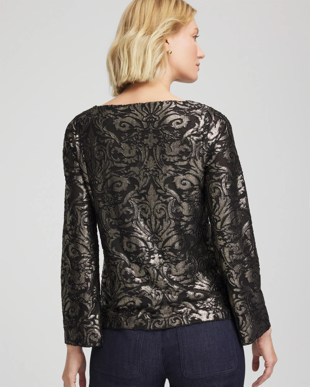 Chico's Clothing Art Deco Burnout Jacquard Top