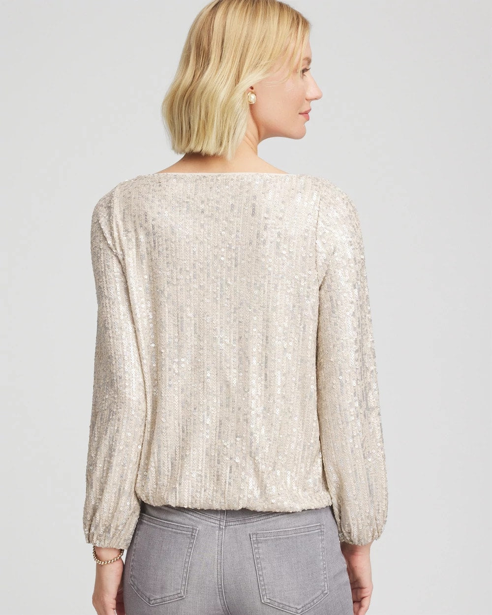 Chico's Clothing Drizzled Sequins Bubble-Hem Top