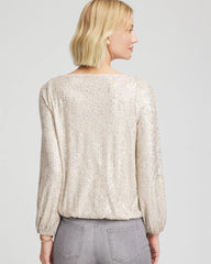 Chico's Clothing Drizzled Sequins Bubble-Hem Top