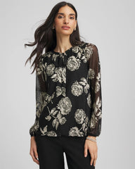 Chico's Clothing Floral Metallic Bodre Top