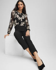 Chico's Clothing Floral Metallic Bodre Top