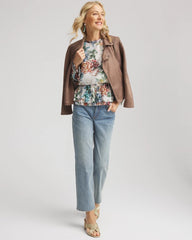 Chico's Clothing Rose Print Crinkle Top