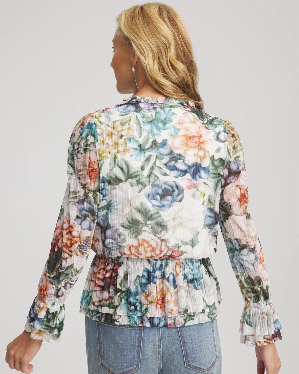 Chico's Clothing Rose Print Crinkle Top