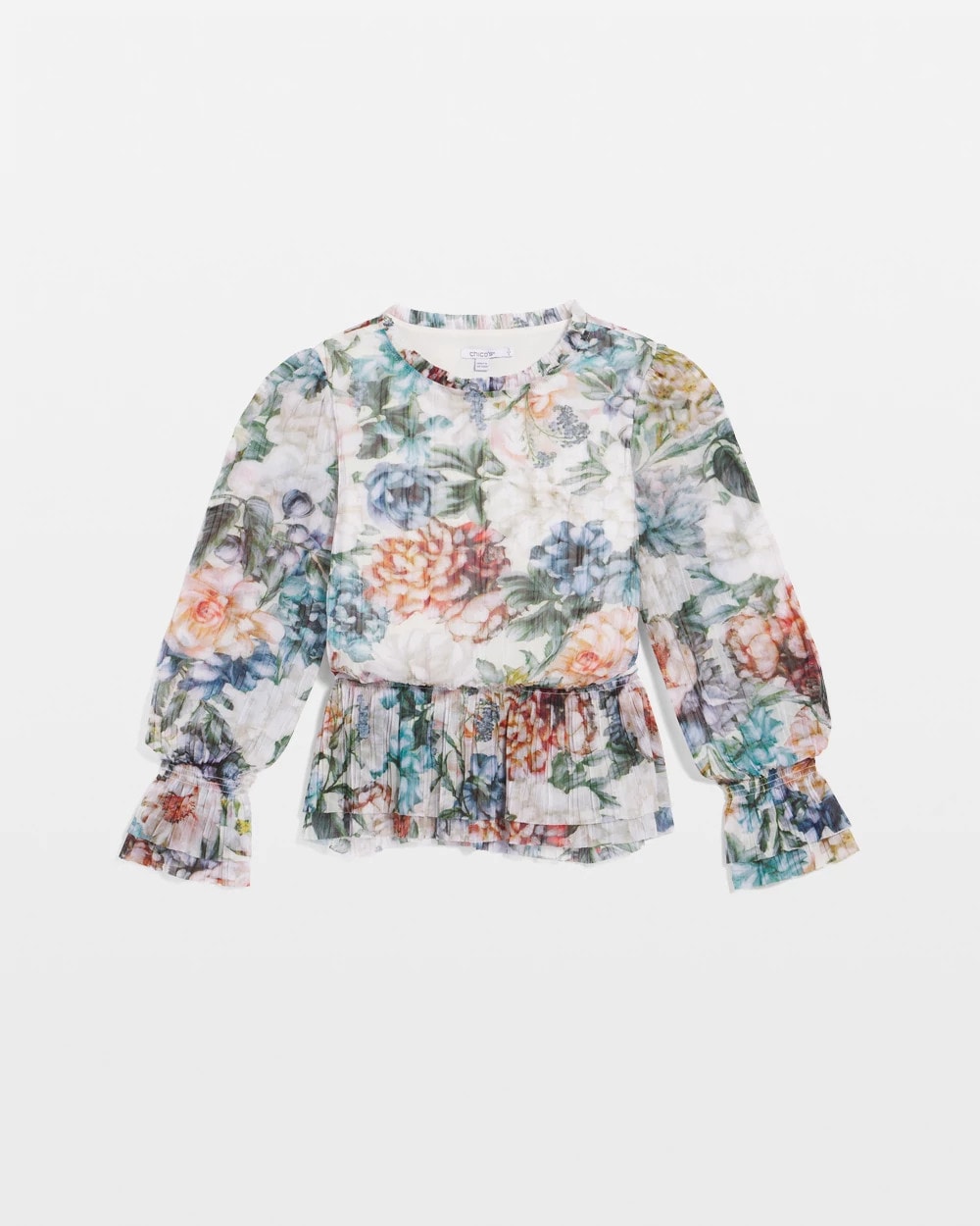 Chico's Clothing Rose Print Crinkle Top