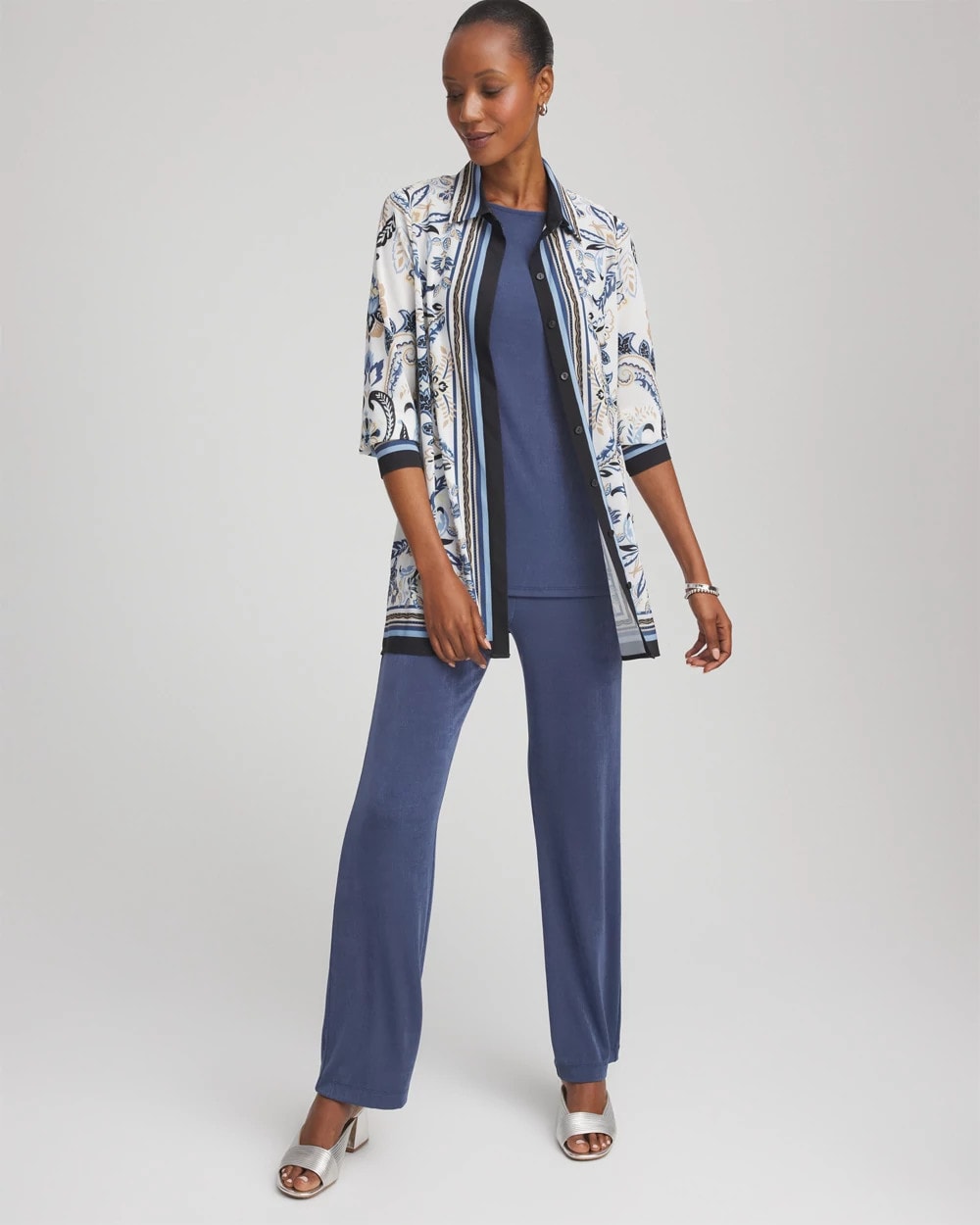 Chico's Clothing Travelers™ Collection Paisley Mesh Shirt Jacket