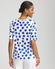 Chico's Clothing Polka-Dot Slub Short Sleeve Tee