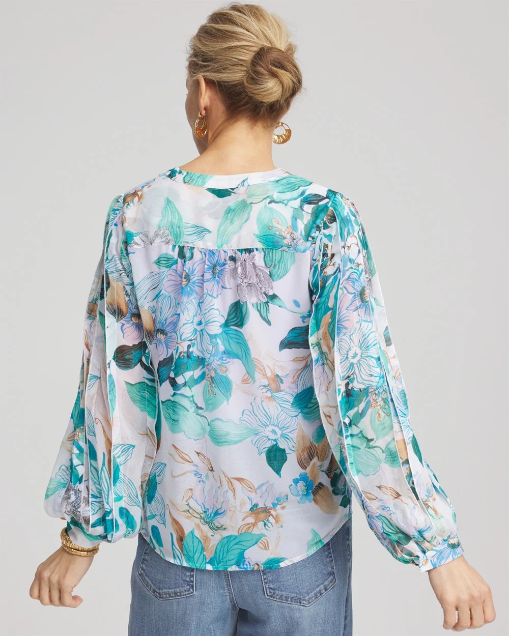 Chico's Clothing Georgette Billow Sleeved Blouse