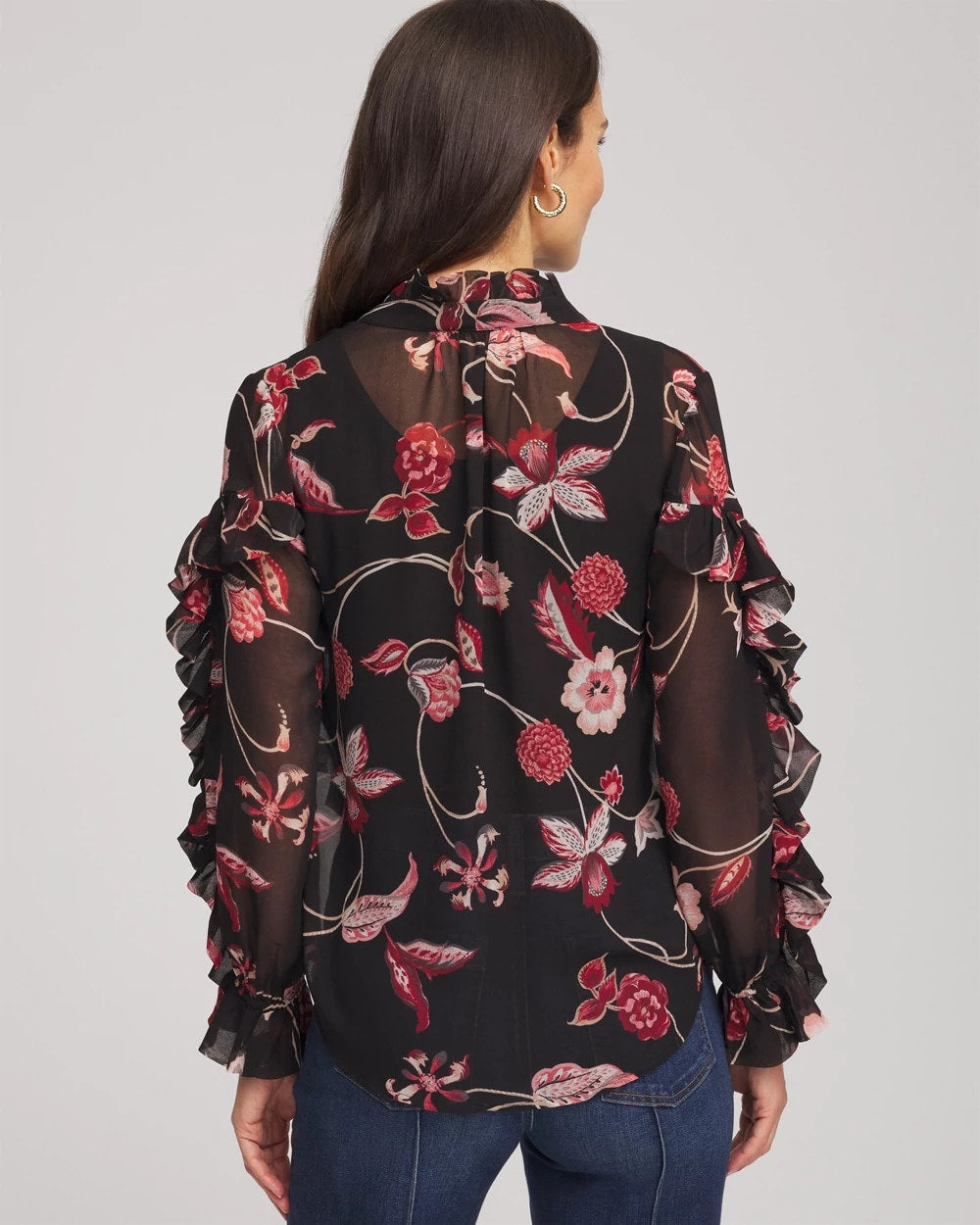 Chico's Clothing Georgette Celtic Blooms Blouse