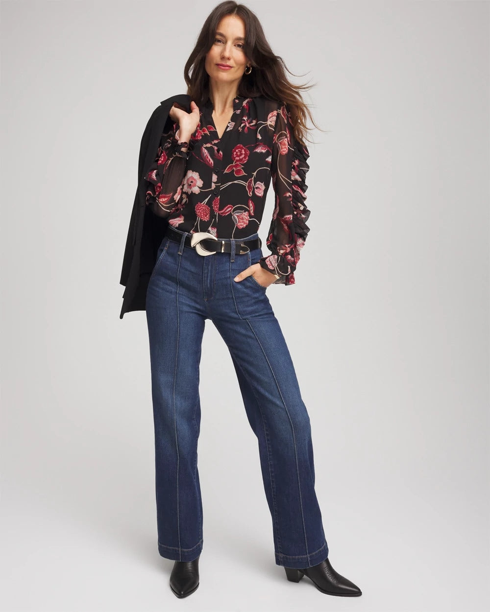 Chico's Clothing Georgette Celtic Blooms Blouse
