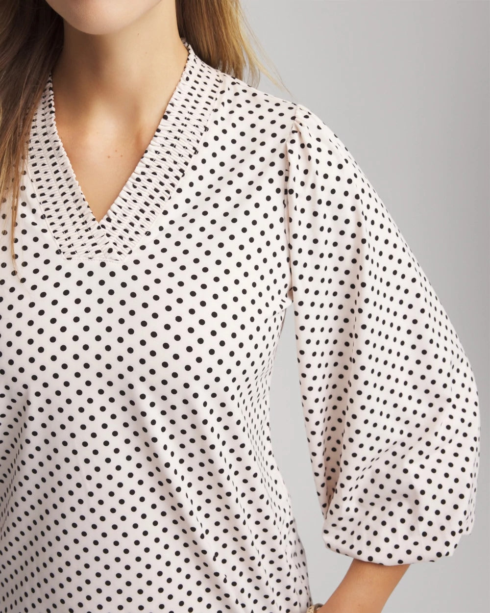 Chico's Clothing Bubble-Sleeve Smocked Top