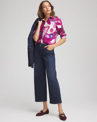 Chico's Clothing No Iron™ Floral-Paint-Print Shirt