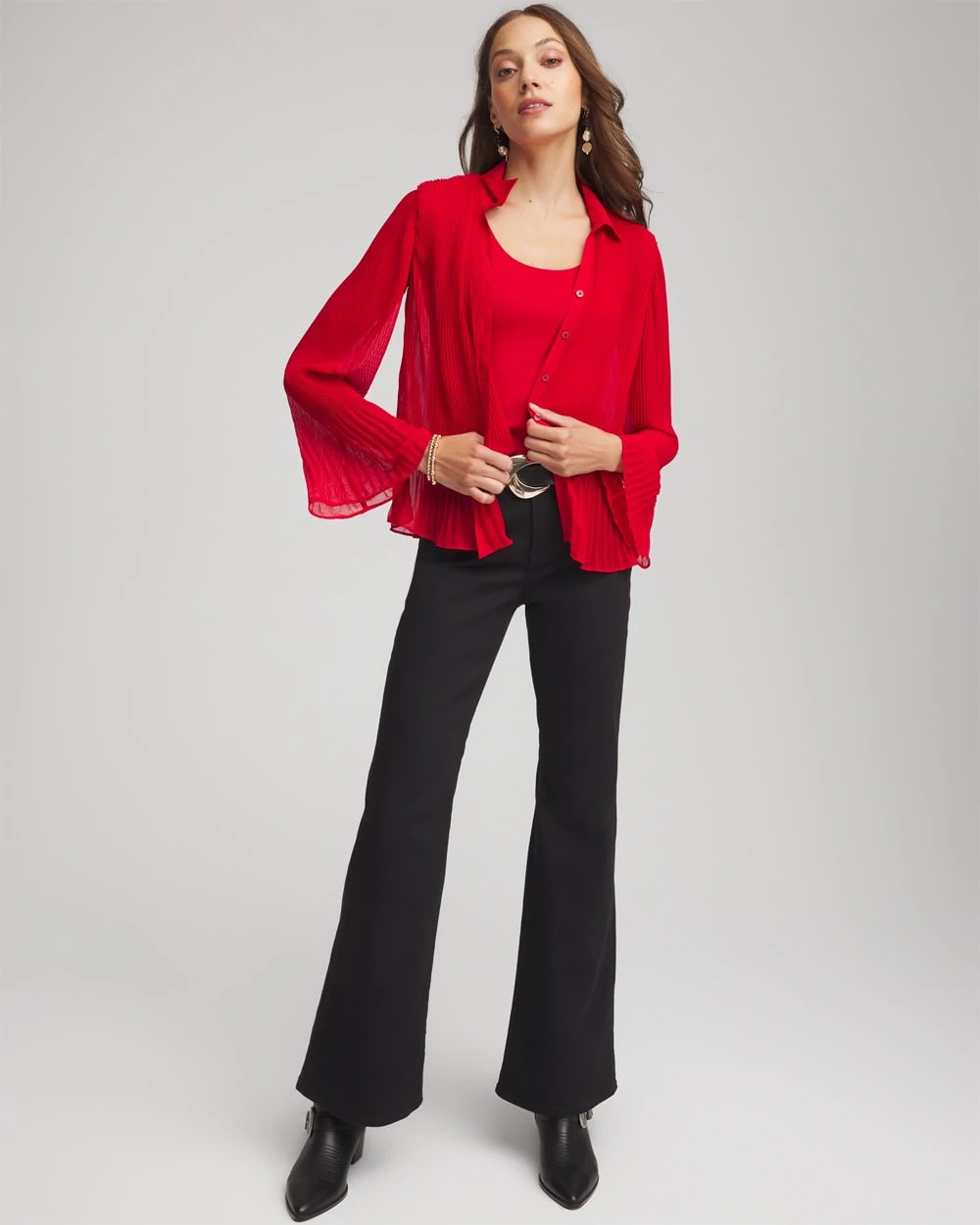 Chico's Clothing Pleated Georgette Blouse