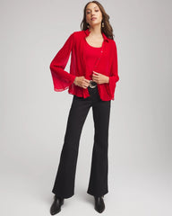 Chico's Clothing Pleated Georgette Blouse