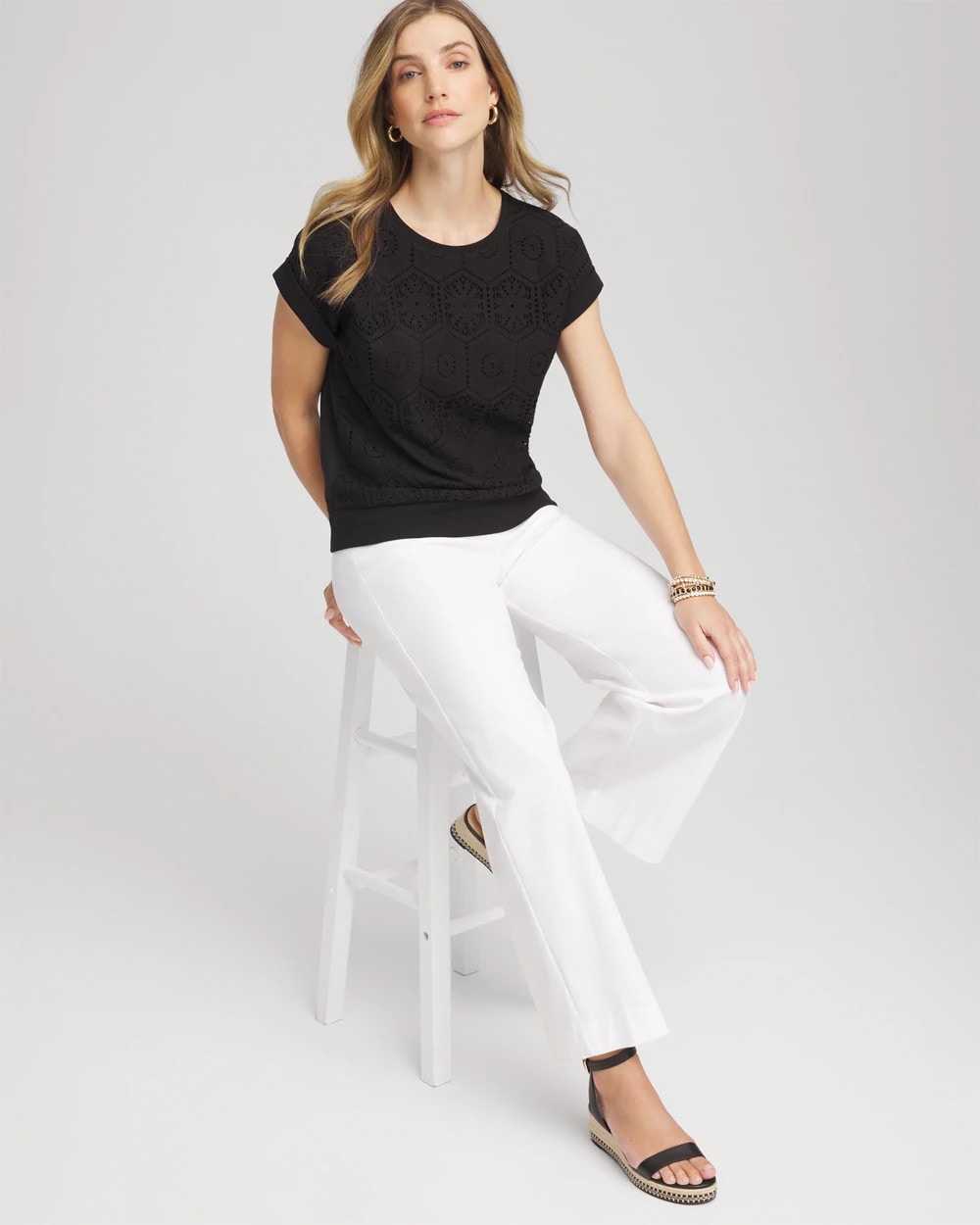 Chico's Clothing Crocheted Cotton-Blend Shirt