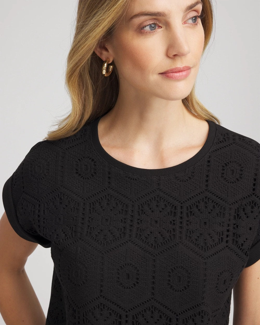 Chico's Clothing Crocheted Cotton-Blend Shirt