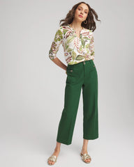 Chico's Clothing Tropical Cotton Slub Henley Shirt
