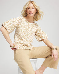 Chico's Clothing Animal Print Bubble Sleeve Top